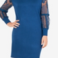 Vestido justo feminino NY Collection com manga de renda, azul, tamanho extragrande