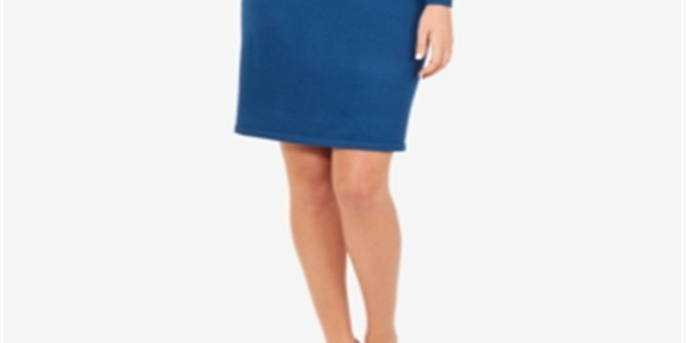 Vestido justo feminino NY Collection com manga de renda, azul, tamanho extragrande