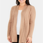 Cardigan feminino plissado com frente aberta da NY Collection, marrom, tamanho pequeno, extragrande