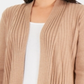 Cardigan feminino plissado com frente aberta da NY Collection, marrom, tamanho pequeno, extragrande