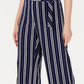 Calça listrada com cinto feminina NY Collection, azul, tamanho pequeno médio