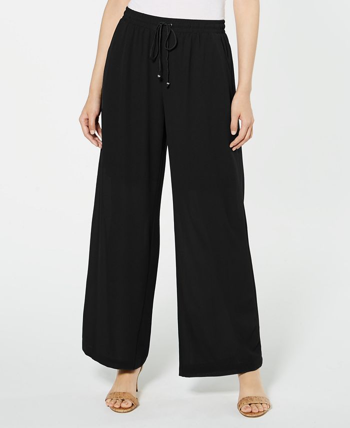 Calça Palazzo Feminina NY Collection Preta Tamanho Pequeno X-Small