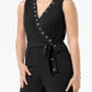 Macacão feminino com cinto e ilhós NY Collection, preto, tamanho pequeno e pequeno