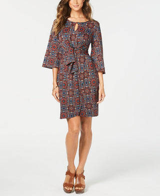 Vestido envelope falso estampado feminino NY Collection, vermelho, tamanho pequeno grande