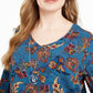 Blusa feminina com estampa plus size removível e colar azul, tamanho 2X, da NY Collection