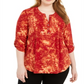 Blusa plissada estampada feminina NY Collection, vermelha, tamanho 3X