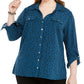 Camisa feminina de bolinhas com botões, azul, tamanho 2X, da NY Collection