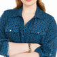Camisa feminina de bolinhas com botões, azul, tamanho 2X, da NY Collection