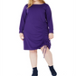 Vestido feminino plus size com bainha franzida, roxo, tamanho 3X, da NY Collection