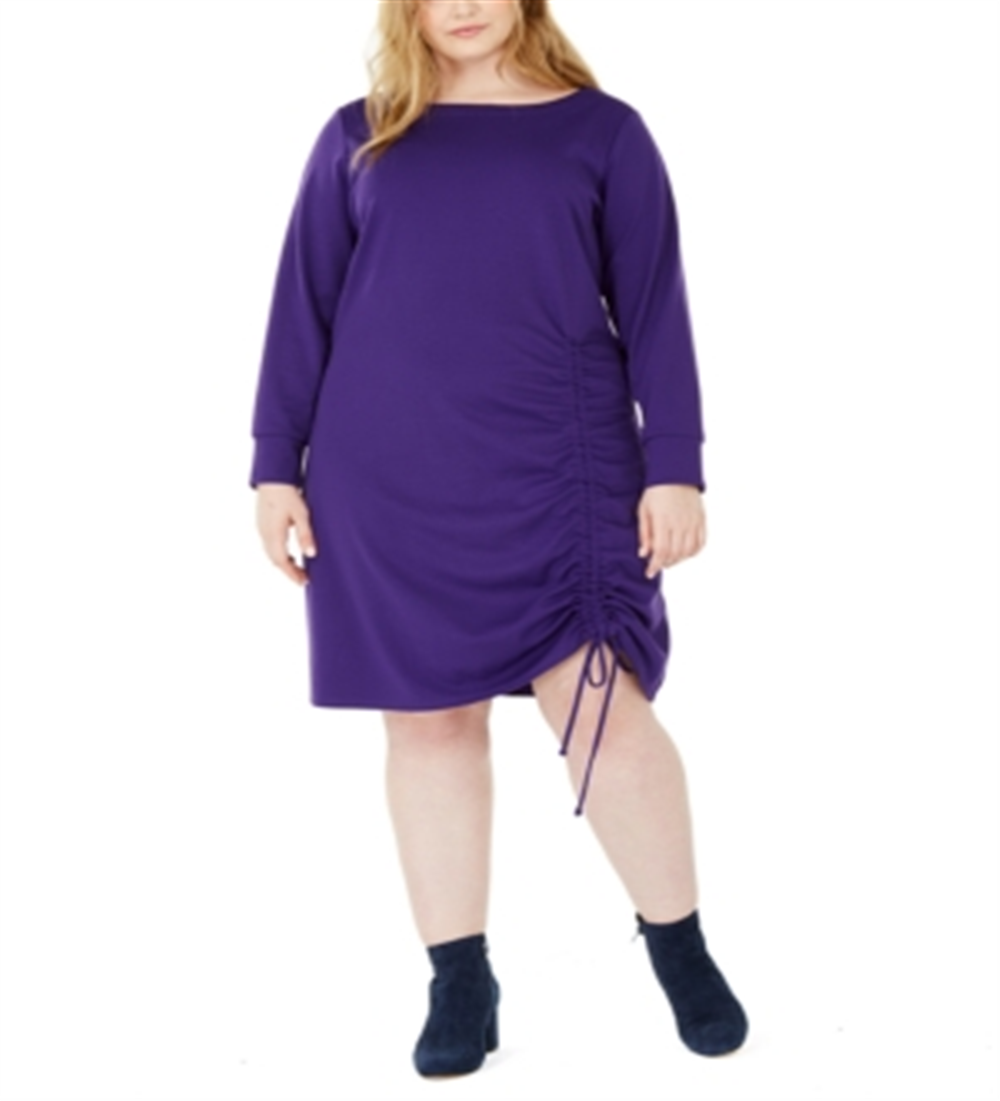 Vestido feminino plus size com bainha franzida, roxo, tamanho 3X, da NY Collection