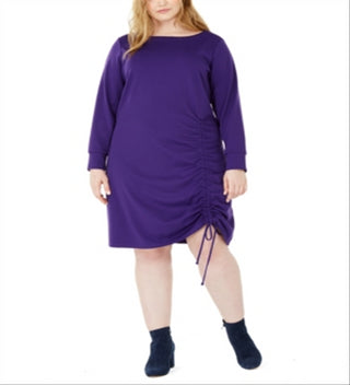 Vestido feminino plus size com bainha franzida, roxo, tamanho 3X, da NY Collection