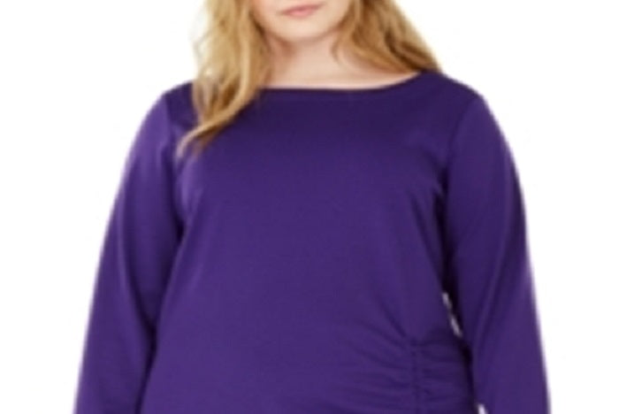 Vestido feminino plus size com bainha franzida, roxo, tamanho 3X, da NY Collection