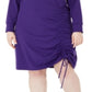 Vestido feminino plus size com bainha franzida, roxo, tamanho 3X, da NY Collection