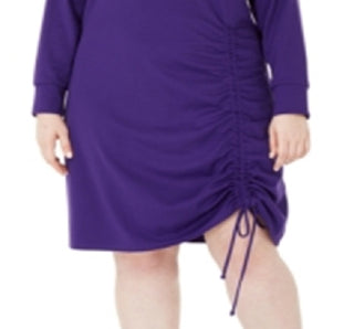 Vestido feminino plus size com bainha franzida, roxo, tamanho 3X, da NY Collection