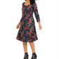 Vestido midi com estampa paisley na altura do joelho, coleção NY, feminino, preto, tamanho pequeno, médio