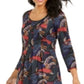Vestido midi com estampa paisley na altura do joelho, coleção NY, feminino, preto, tamanho pequeno, médio