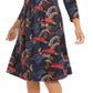 Vestido midi com estampa paisley na altura do joelho, coleção NY, feminino, preto, tamanho pequeno, médio