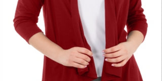Cardigan feminino NY Collection com frente aberta, vermelho, tamanho pequeno grande