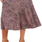 Saia midi estampada feminina NY Collection, rosa, tamanho pequeno médio