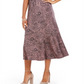 Saia midi estampada feminina NY Collection, rosa, tamanho pequeno médio