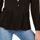 Blusa de malha com jugo de renda feminina NY Collection, preta, tamanho pequeno médio