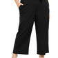 Calça feminina com cinto e argola NY Collection, preta, tamanho 2X