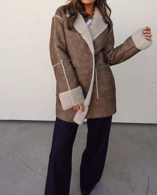Active Basic - Fur-lined Faux Leather Coat