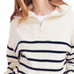Suéter feminino listrado com zíper de um quarto Nautica, branco, tamanho médio