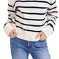 Suéter feminino listrado com zíper de um quarto Nautica, branco, tamanho médio