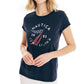Camiseta feminina Nautica com estampa gráfica, azul, tamanho pequeno