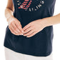 Camiseta feminina Nautica com estampa gráfica, azul, tamanho pequeno