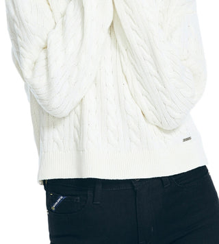 Suéter feminino Nautica Cropped de tricô branco tamanho XX-G