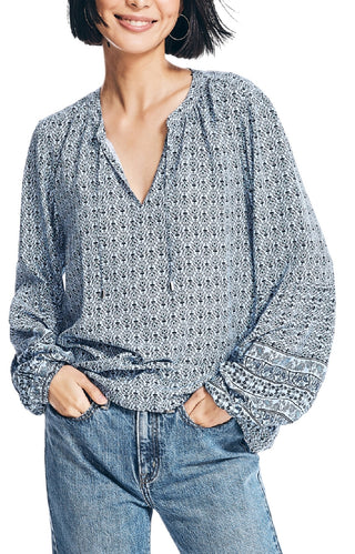 Top estampado Nautica feminino azul tamanho X-G