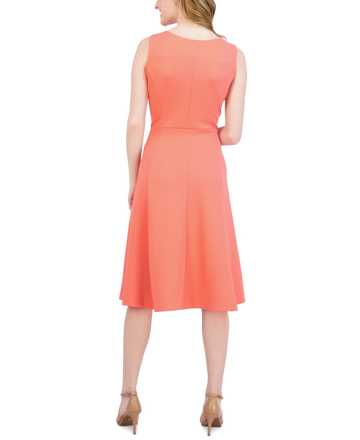Vestido Darren Texturizado com Fenda e Flare Sandra Feminino Rosa Tamanho Médio