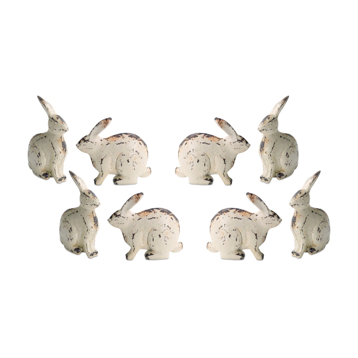 Distressed ivory rabbit figurine (set of 2)