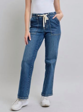Judy Blue - Calça Jeans Larga com Cordão