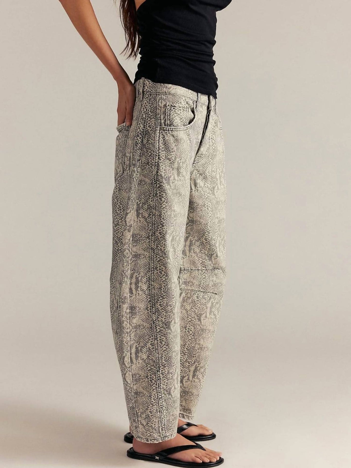 Free People - Good Luck Printed Barrel Jean