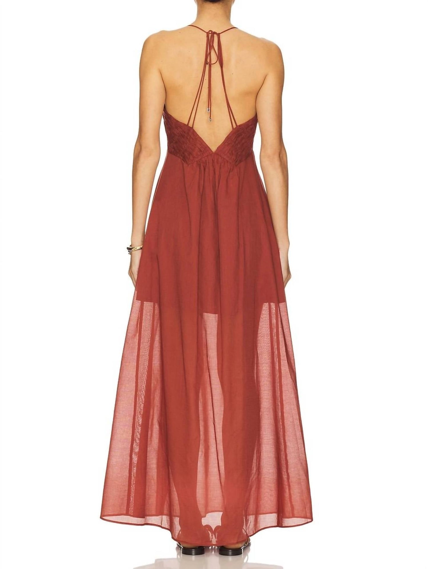 Steve Madden - Brianna V-neck Smocked Halter Dress
