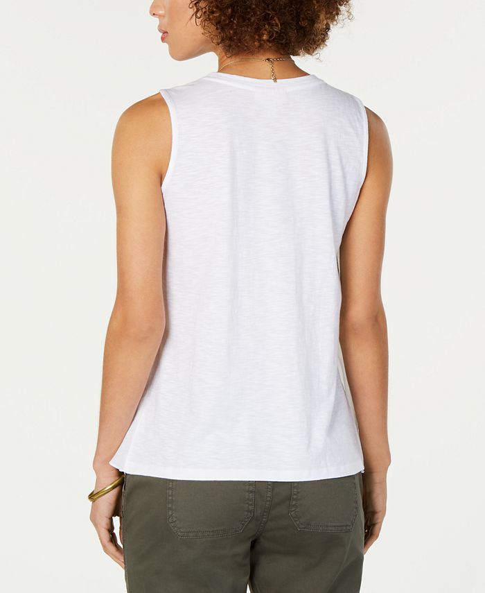 Top estilo feminino estilo &amp; co com bainha de lenço, branco, tamanho grande