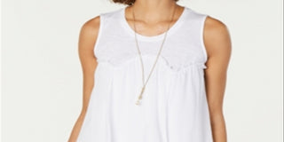 Top estilo feminino estilo &amp; co com bainha de lenço, branco, tamanho grande