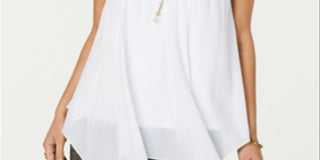 Top estilo feminino estilo &amp; co com bainha de lenço, branco, tamanho grande