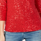 INC International Concepts Top feminino com lantejoulas e ombros descobertos, vermelho, tamanho pequeno, extragrande