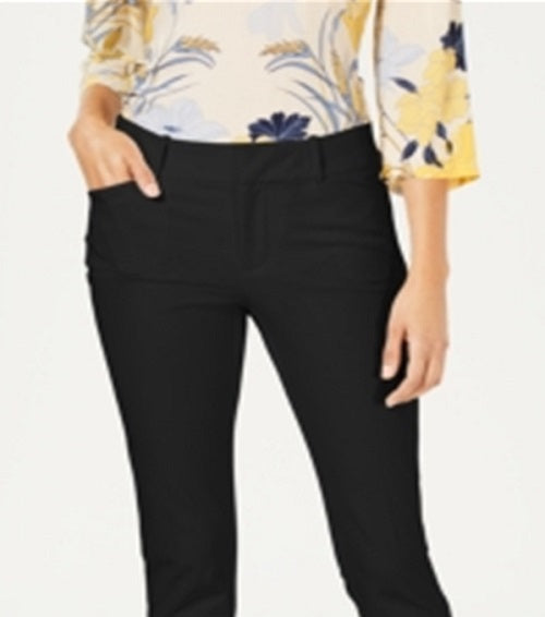 Calça feminina Charter Club Solid Newport Slim Leg Preta Tamanho 8 Petite