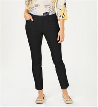 Charter Club Women's Solid Newport Slim Leg Pants Black Size 8 Petite