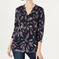 Camisa feminina com estampa Paisley Charter Club, azul, tamanho pequeno
