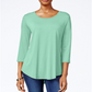JM Collection Top feminino com decote redondo, azul, tamanho XX-G