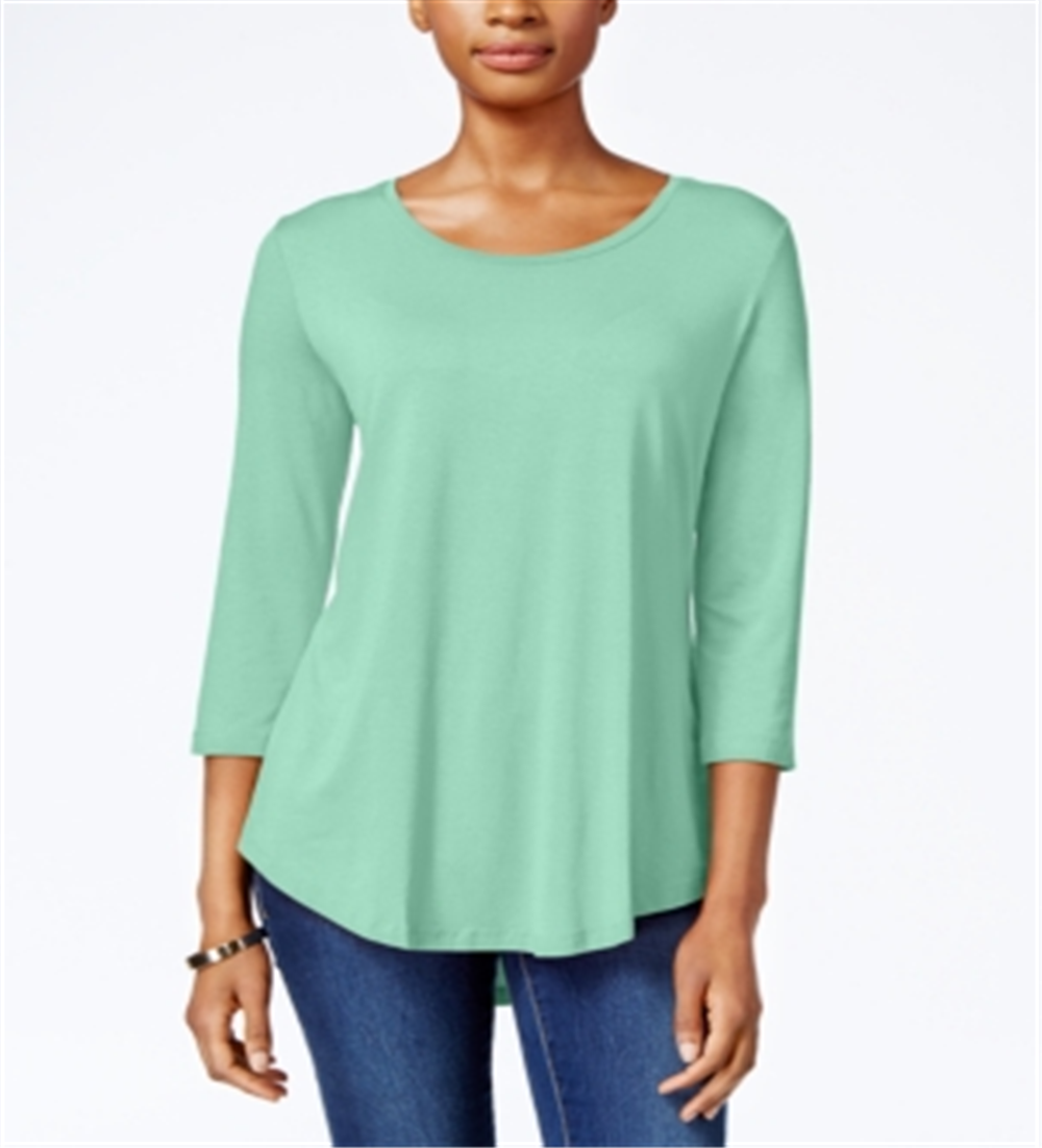 JM Collection Top feminino com decote redondo, azul, tamanho XX-G