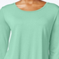 JM Collection Top feminino com decote redondo, azul, tamanho XX-G