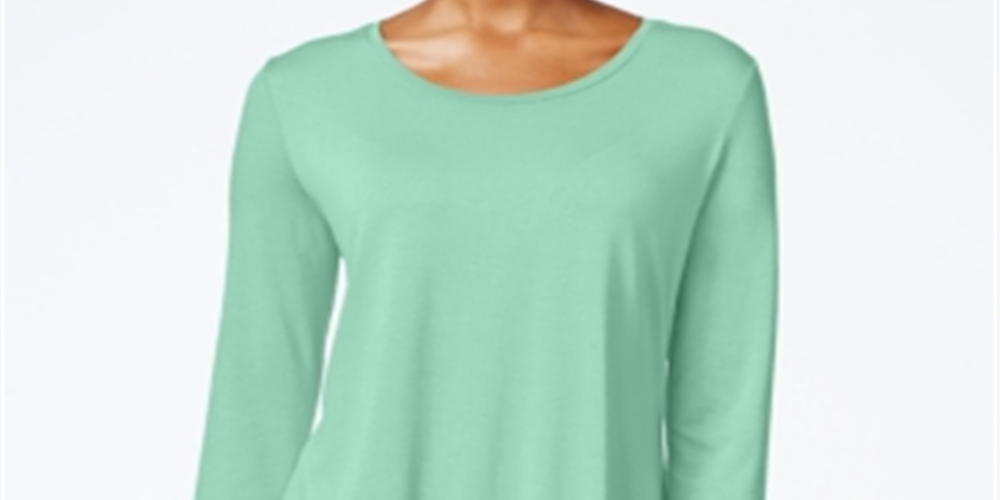 JM Collection Top feminino com decote redondo, azul, tamanho XX-G