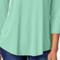 JM Collection Top feminino com decote redondo, azul, tamanho XX-G